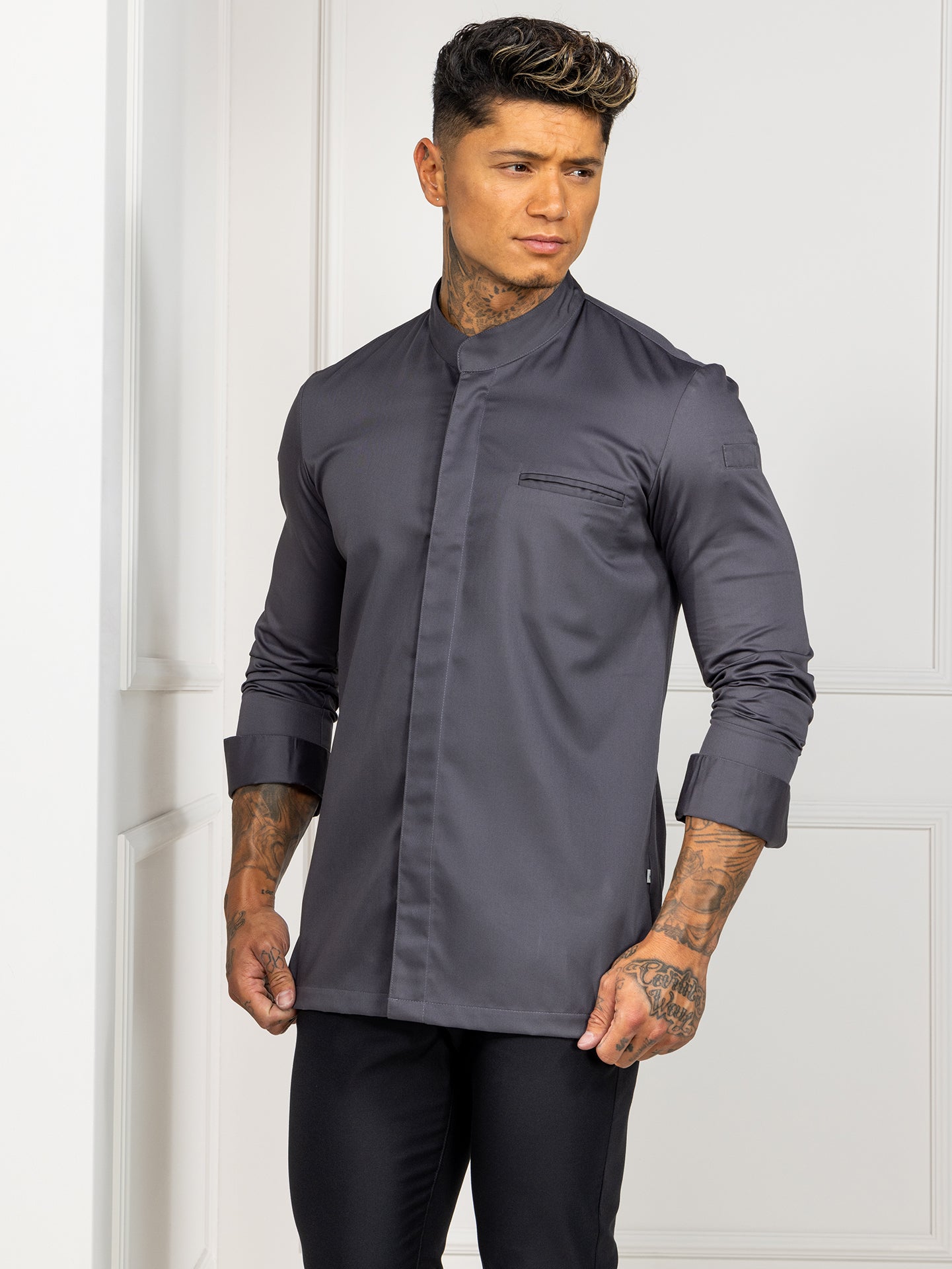 Chef Jacket Alain Dark Grey by Le Nouveau Chef -  ChefsCotton