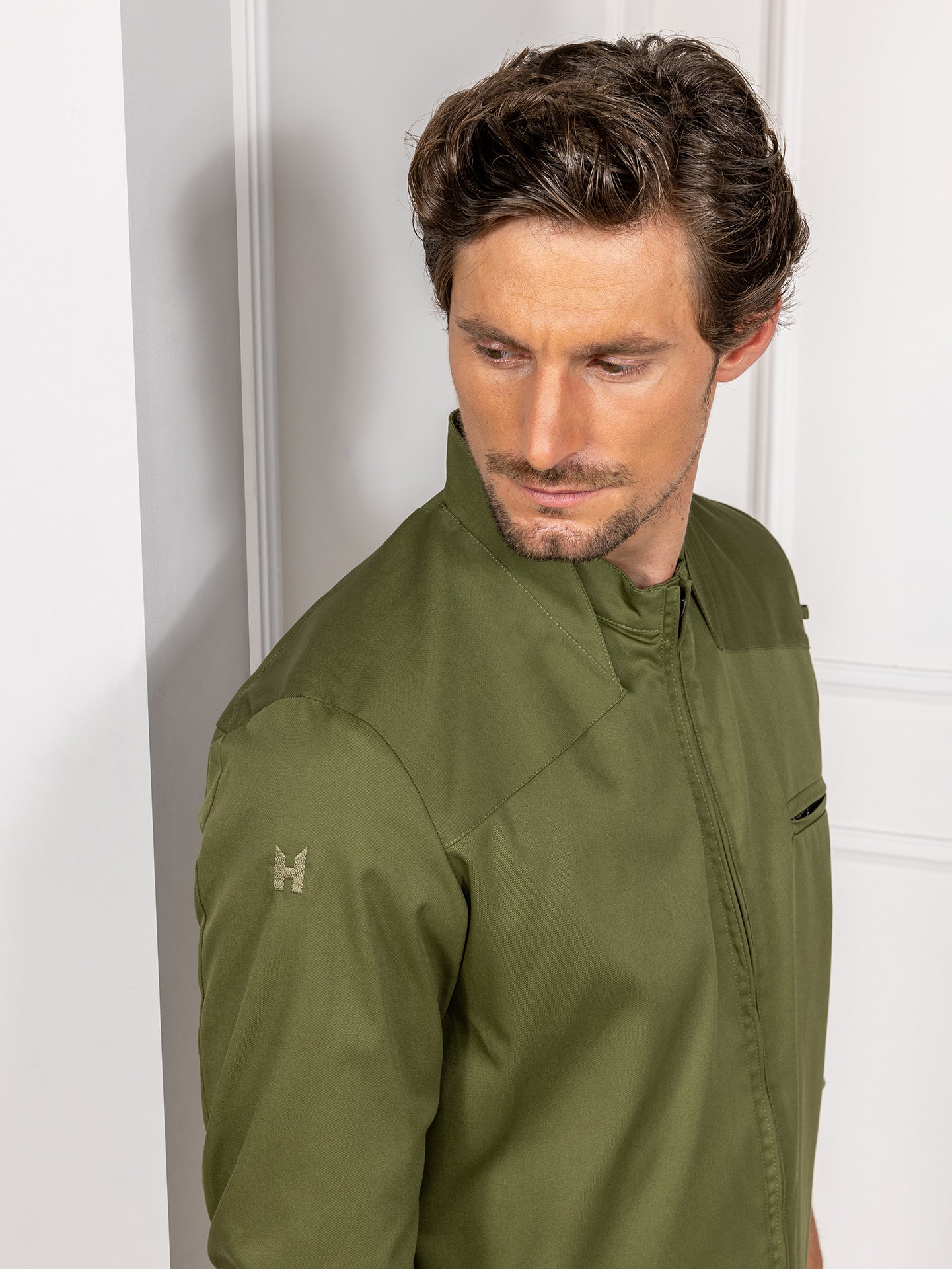 Chef Jacket Nero Olive Green by Le Nouveau Chef -  ChefsCotton