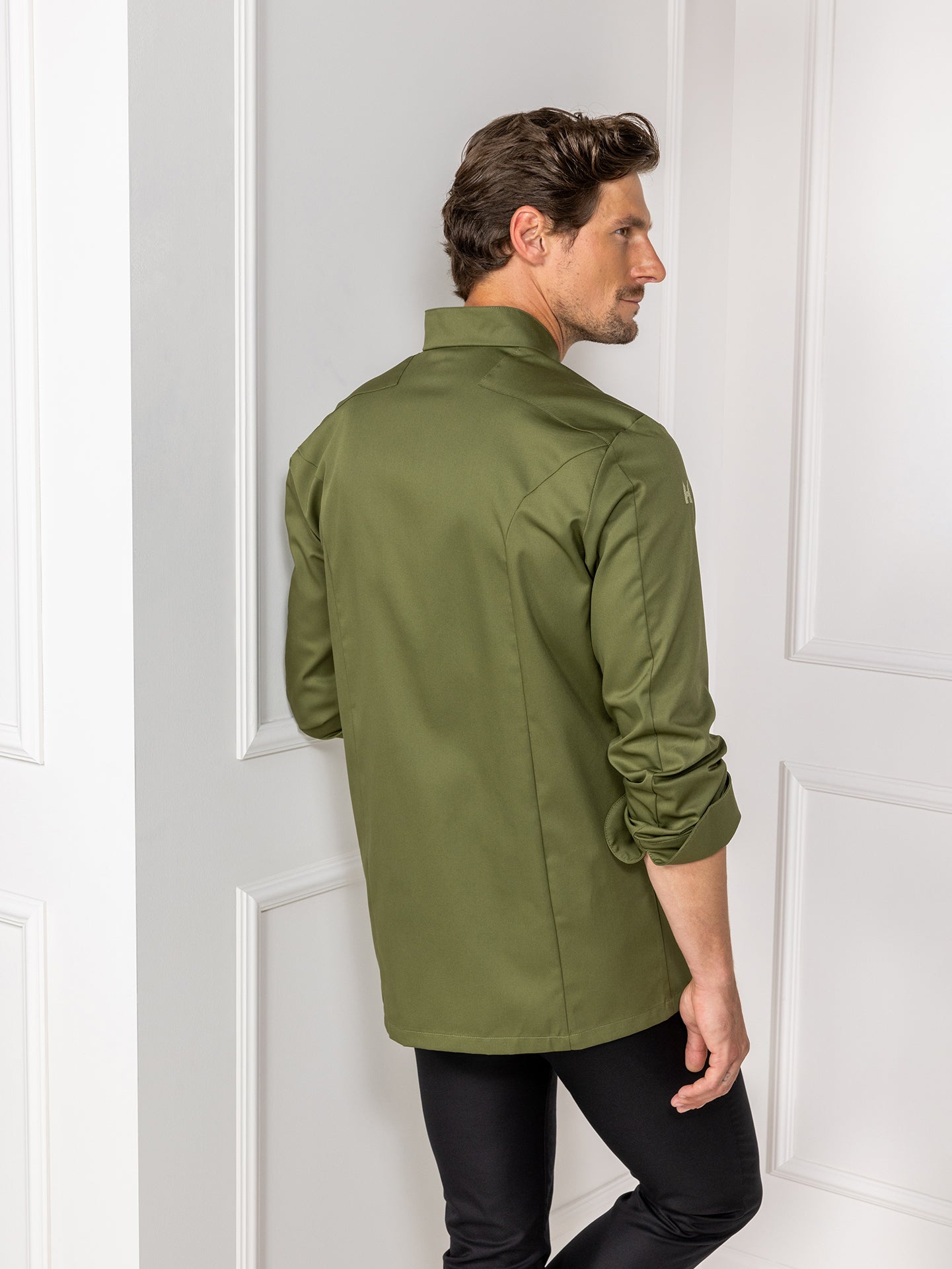 Chef Jacket Nero Olive Green by Le Nouveau Chef -  ChefsCotton