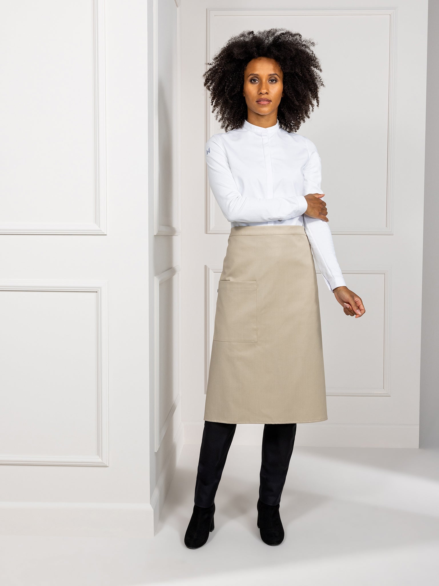 Bib Apron Phoenix Sand Denim by Le Nouveau Chef -  ChefsCotton