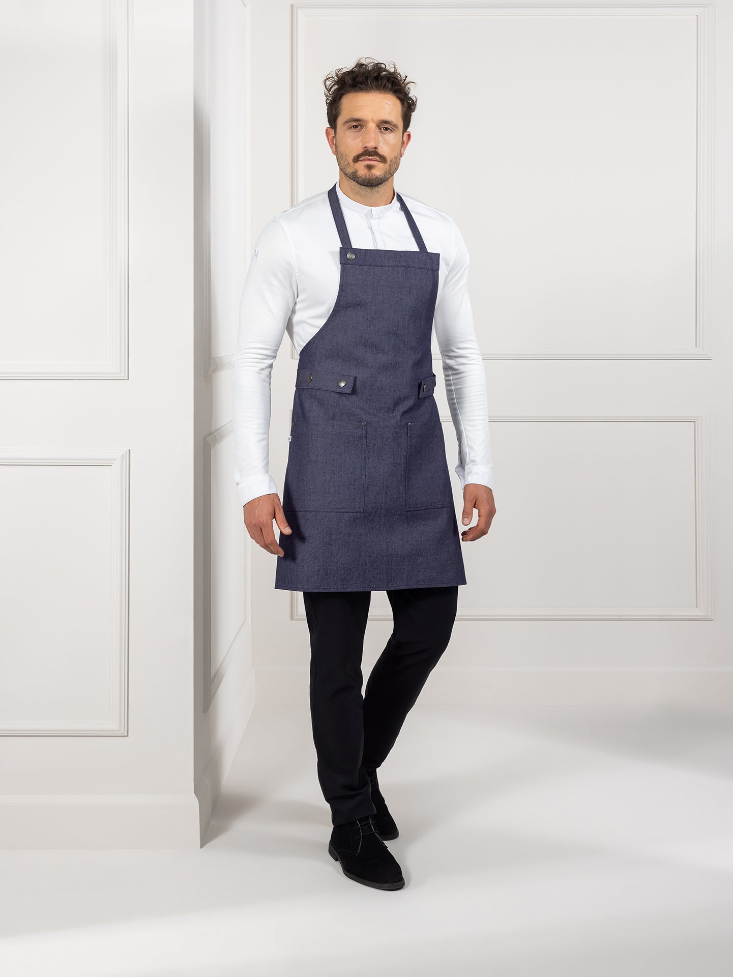 Bib Apron Dakota Heavy Blue Denim by Le Nouveau Chef -  ChefsCotton