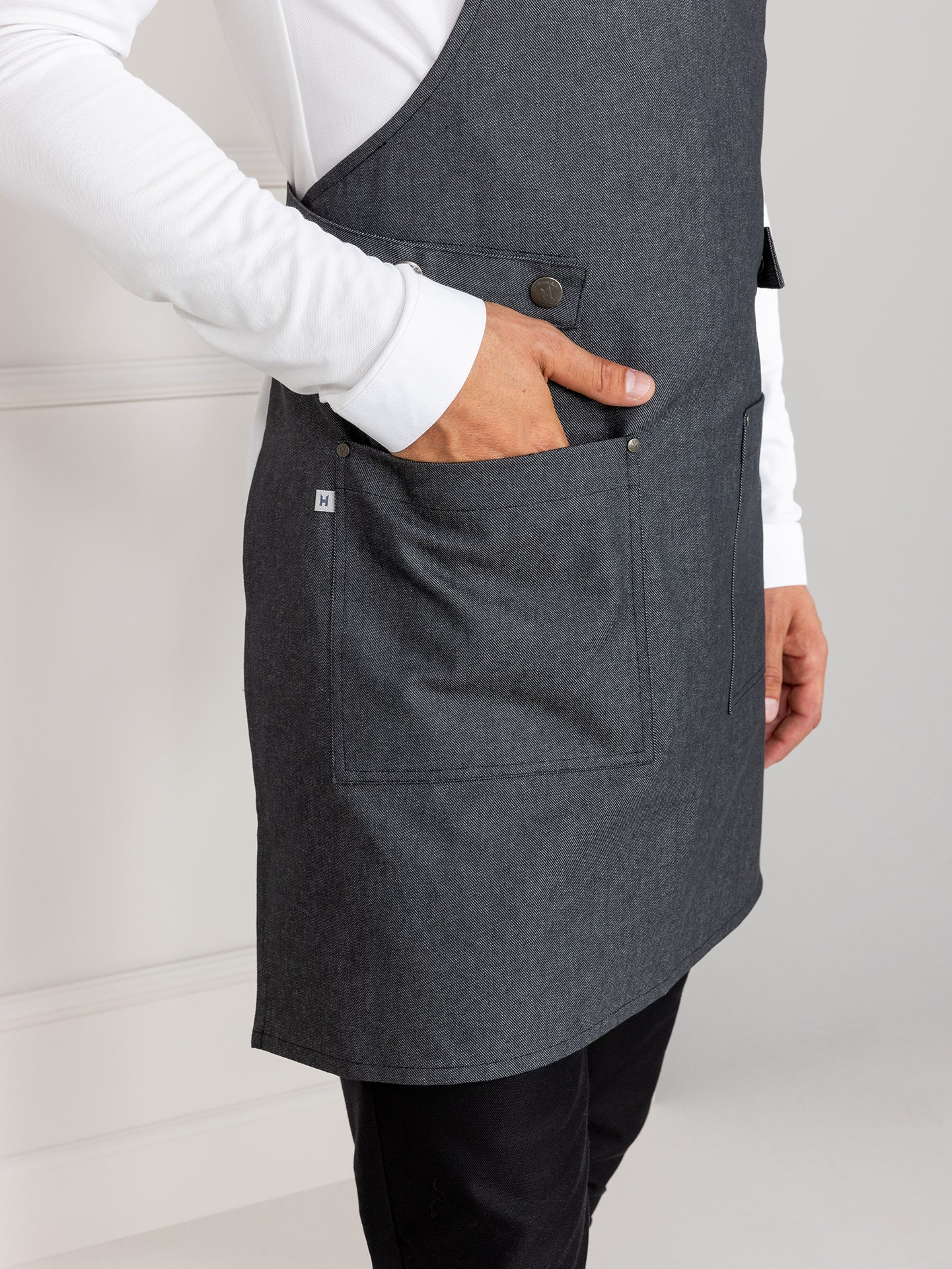 Bib Apron Dakota Heavy Black Denim by Le Nouveau Chef -  ChefsCotton