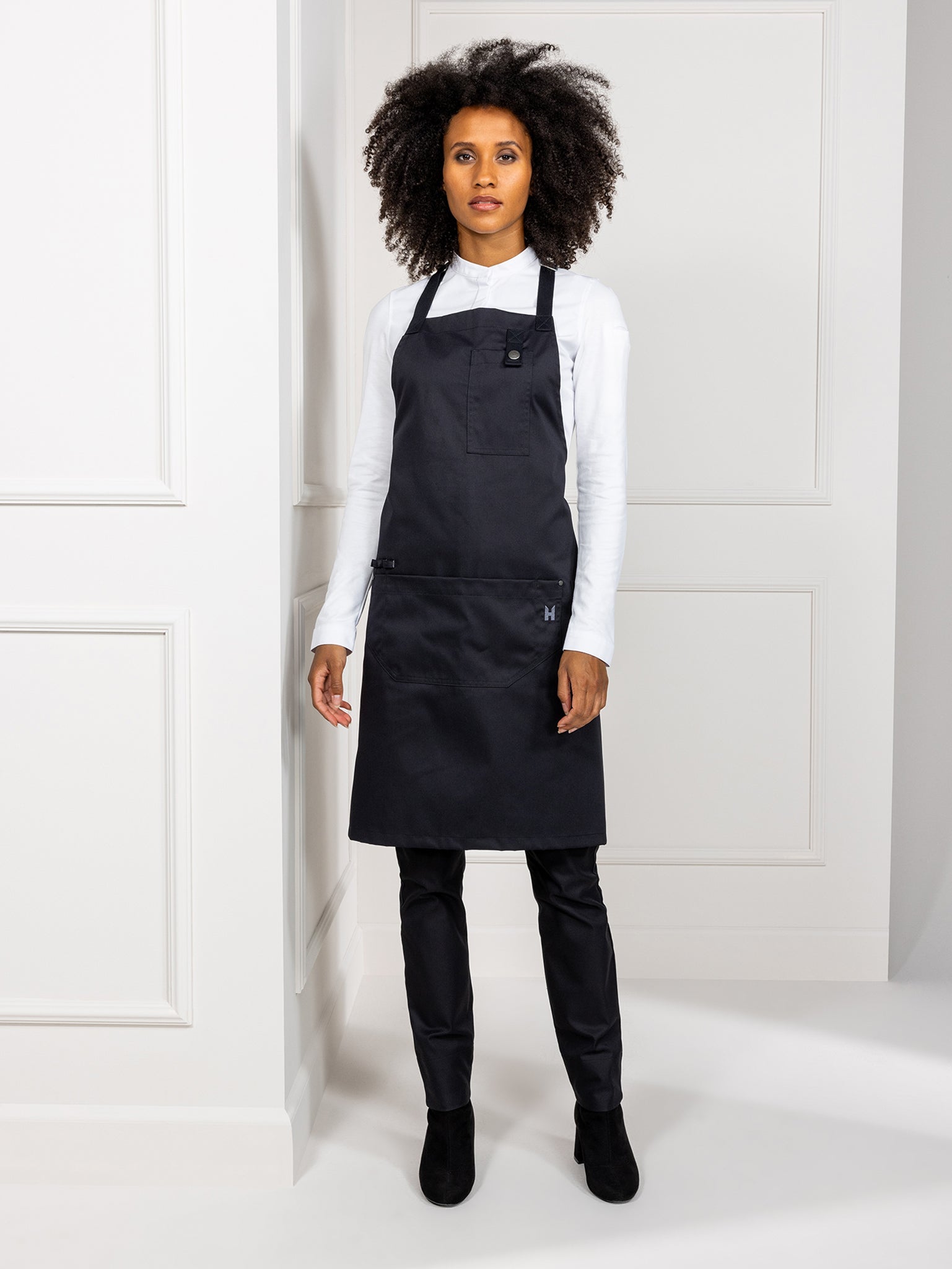 Bib Apron Seattle Black by Le Nouveau Chef -  ChefsCotton