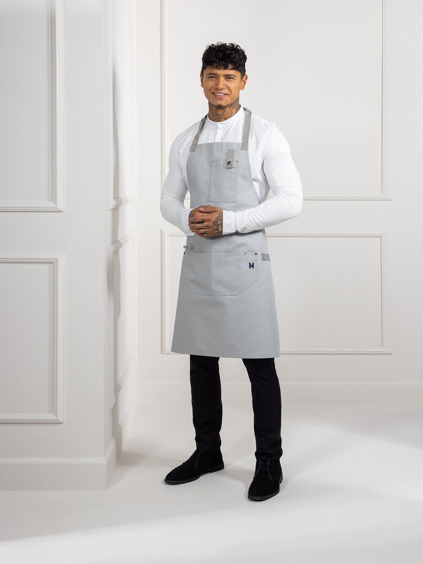 Bib Apron Seattle Heavy Grey Denim by Le Nouveau Chef -  ChefsCotton