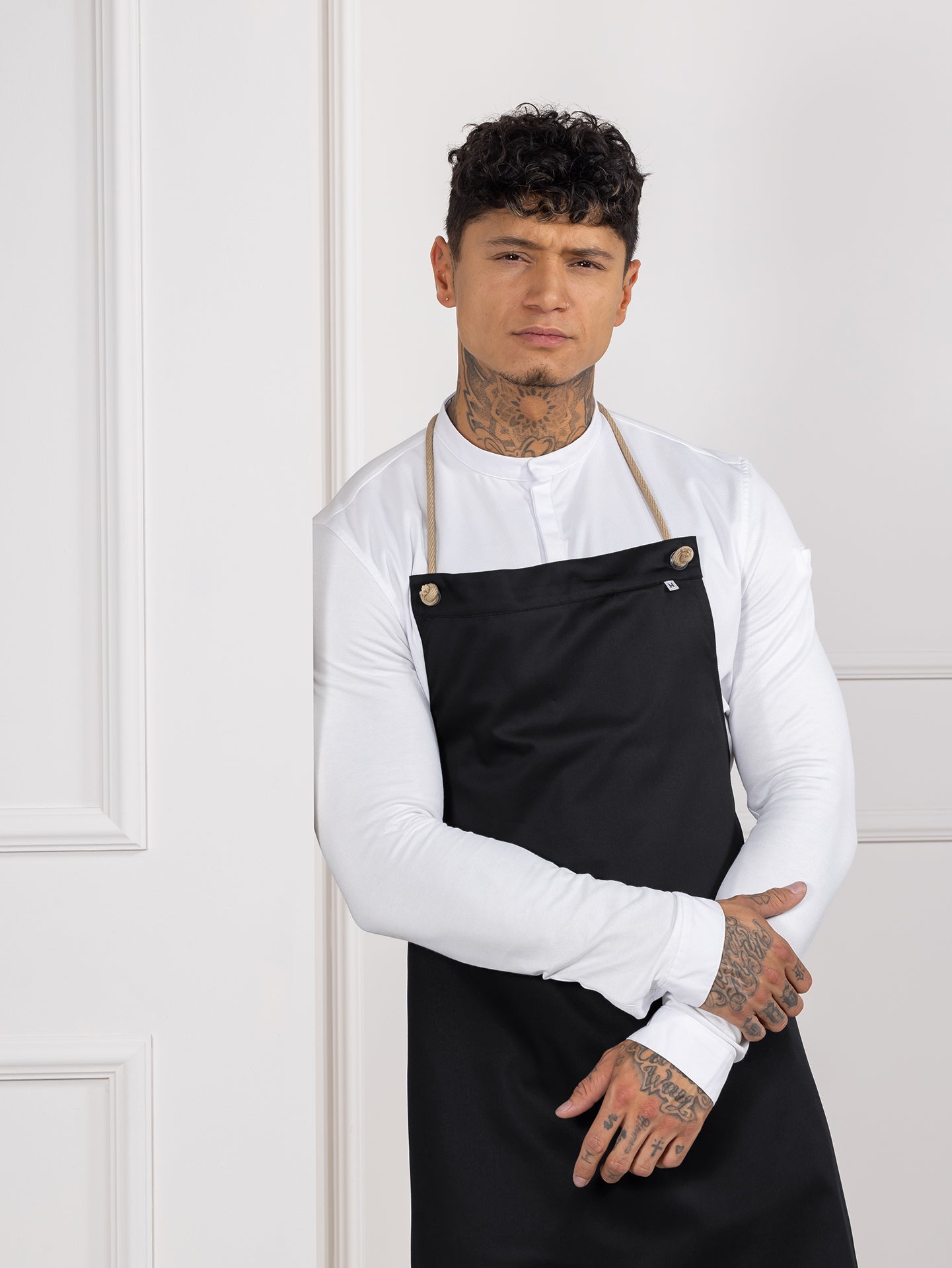 Bib Apron Spanish One Black by Le Nouveau Chef -  ChefsCotton