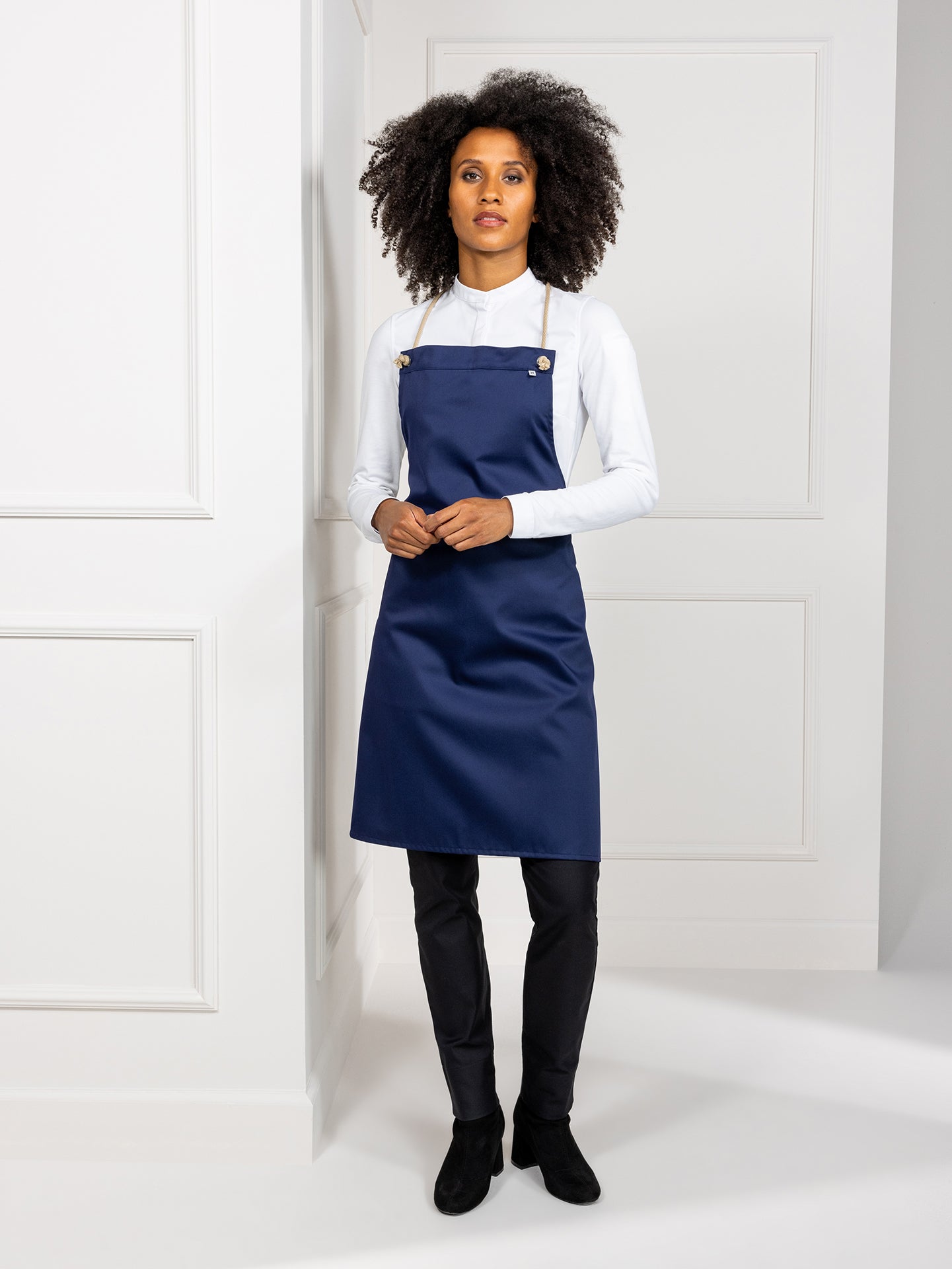 Bib Apron Spanish One Navy by Le Nouveau Chef -  ChefsCotton