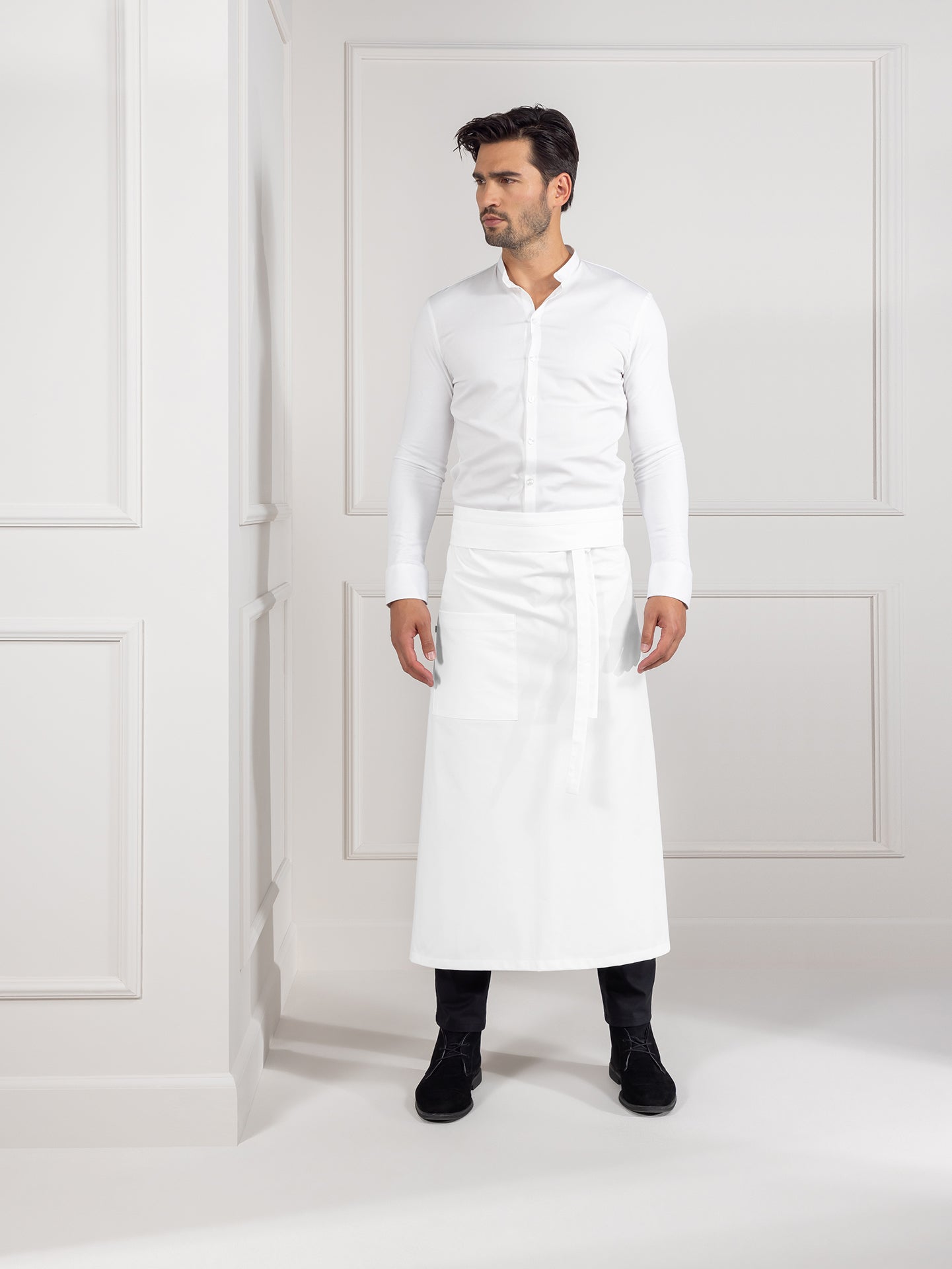 Apron Nicolas White by Le Nouveau Chef -  ChefsCotton