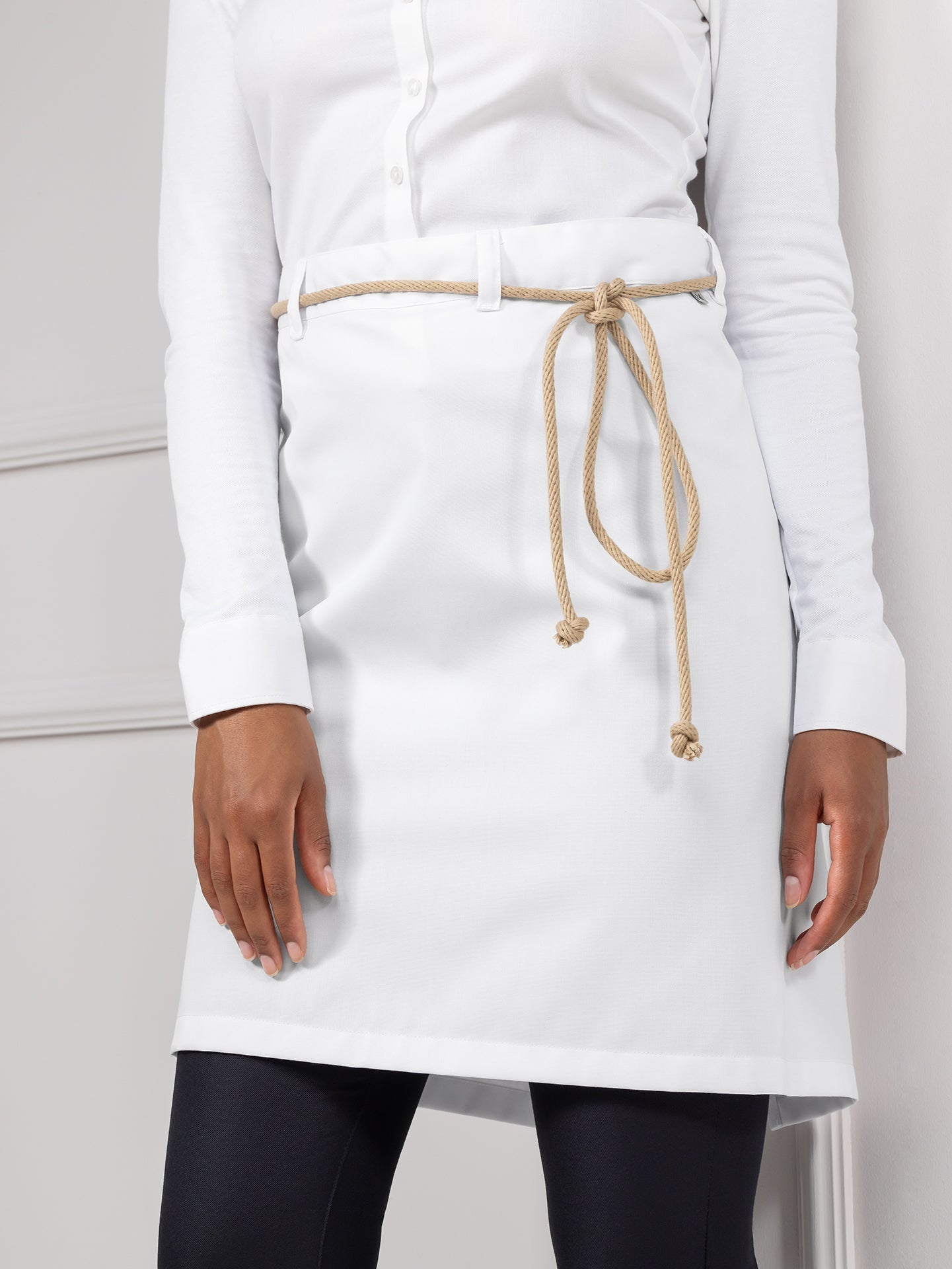 Apron Spanish Short White by Le Nouveau Chef -  ChefsCotton