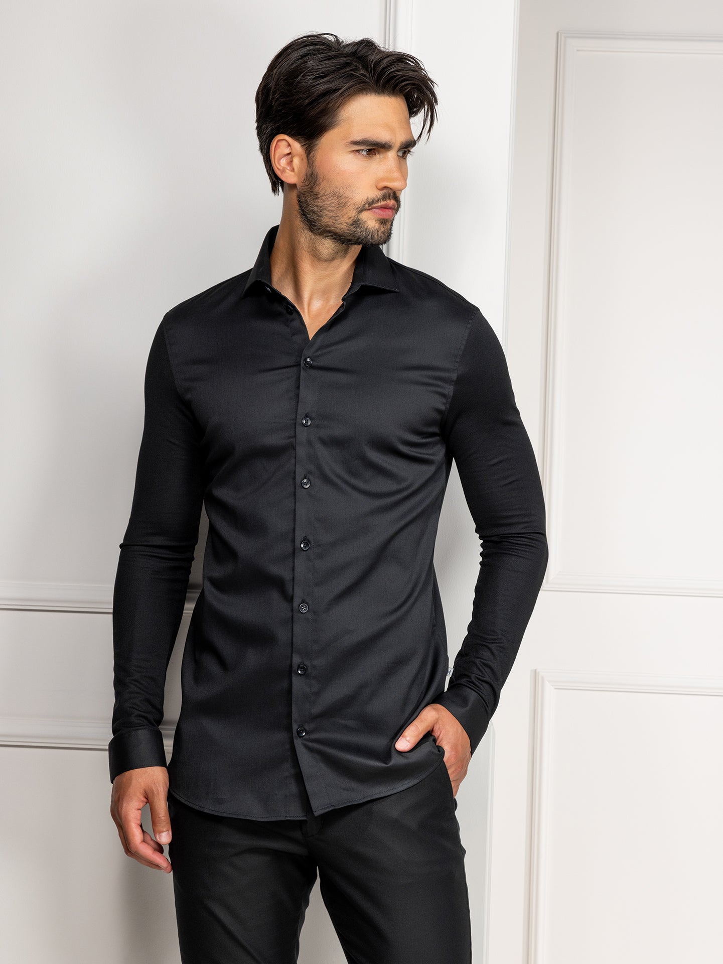 Service Shirt Liam Black by Le Nouveau Chef -  ChefsCotton