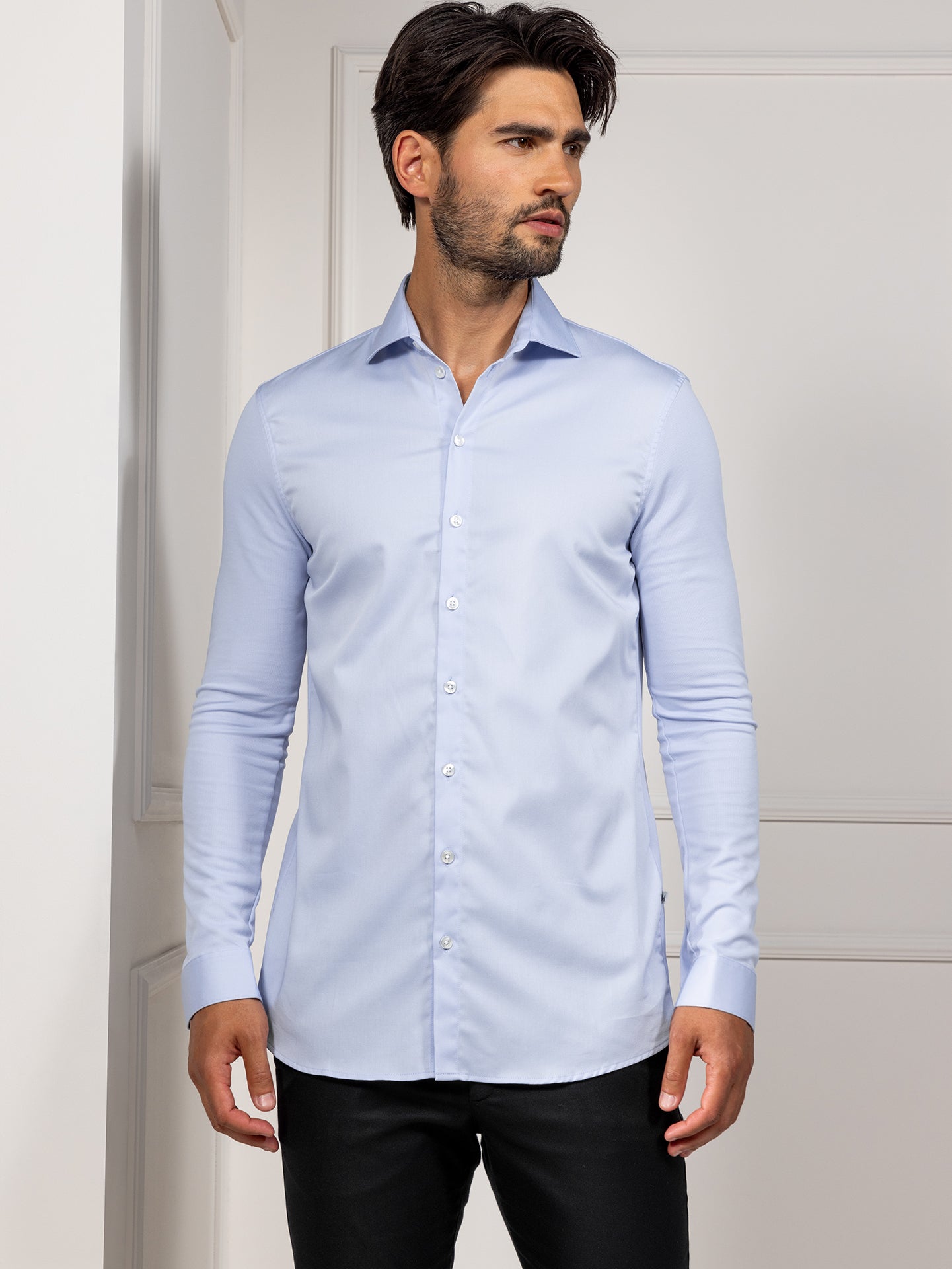 Service Shirt Liam Sky Blue by Le Nouveau Chef -  ChefsCotton