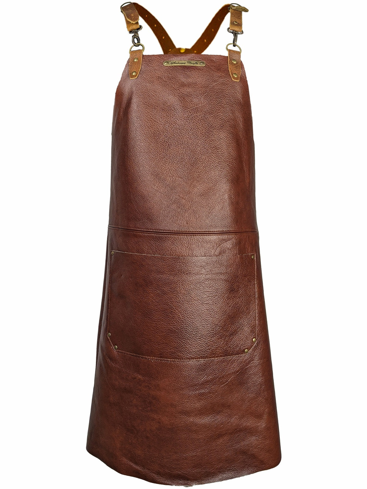 Leather Apron Cross Strap Deluxe Brown by Professional -  ChefsCotton