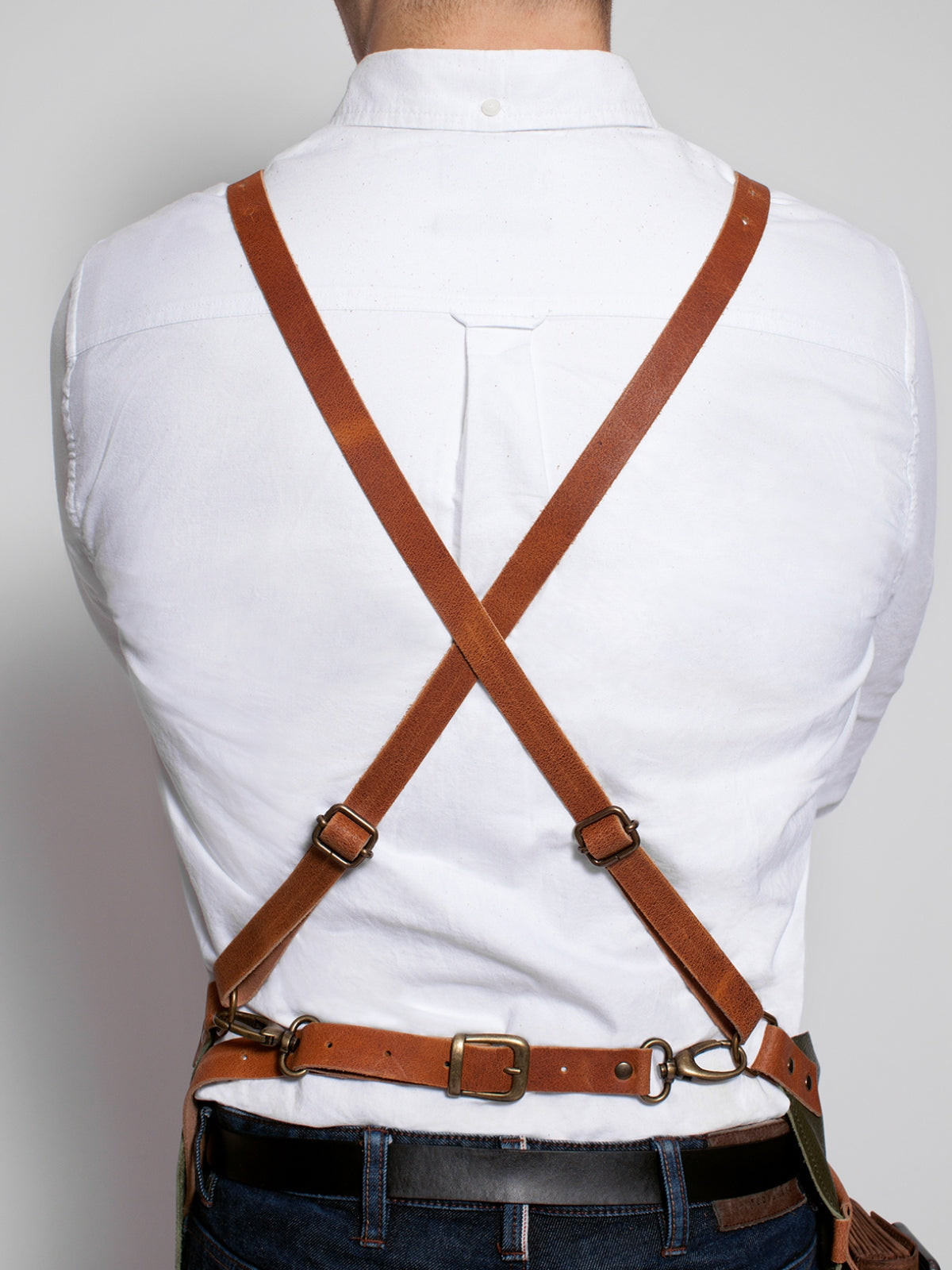 Leather Apron Cross Strap Deluxe Marine by Professional -  ChefsCotton