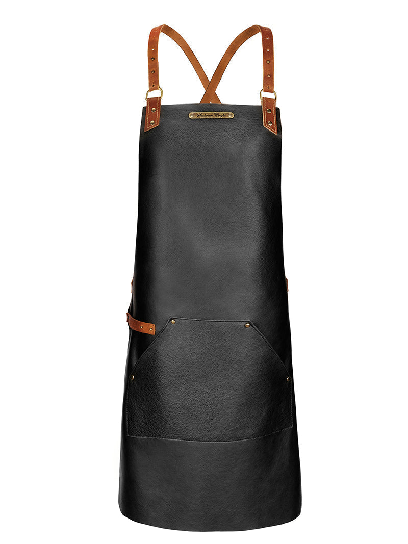 Leather Apron Cross Strap Deluxe Black by Professional -  ChefsCotton