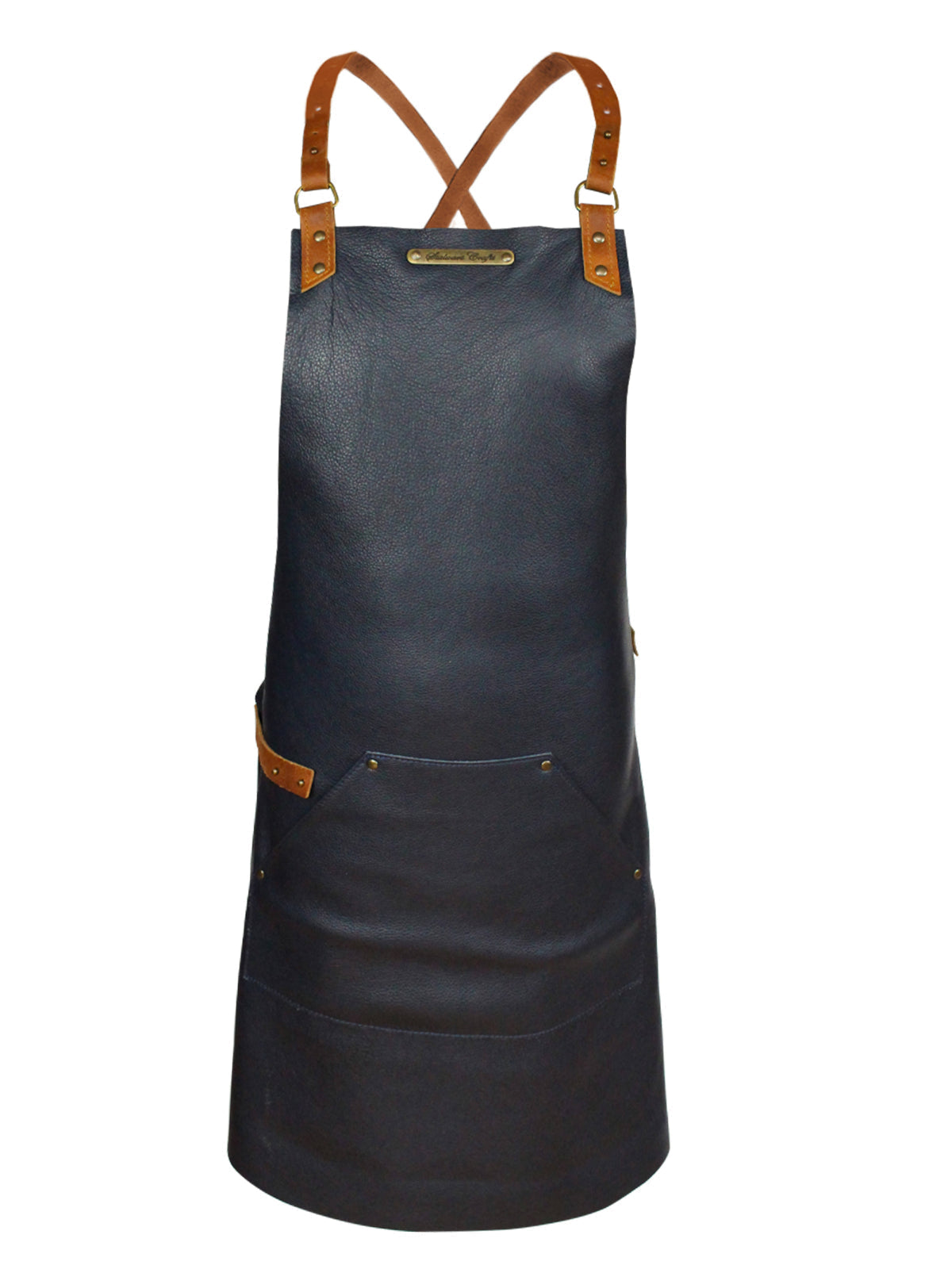 Leather Apron Cross Strap Deluxe Marine by Professional -  ChefsCotton