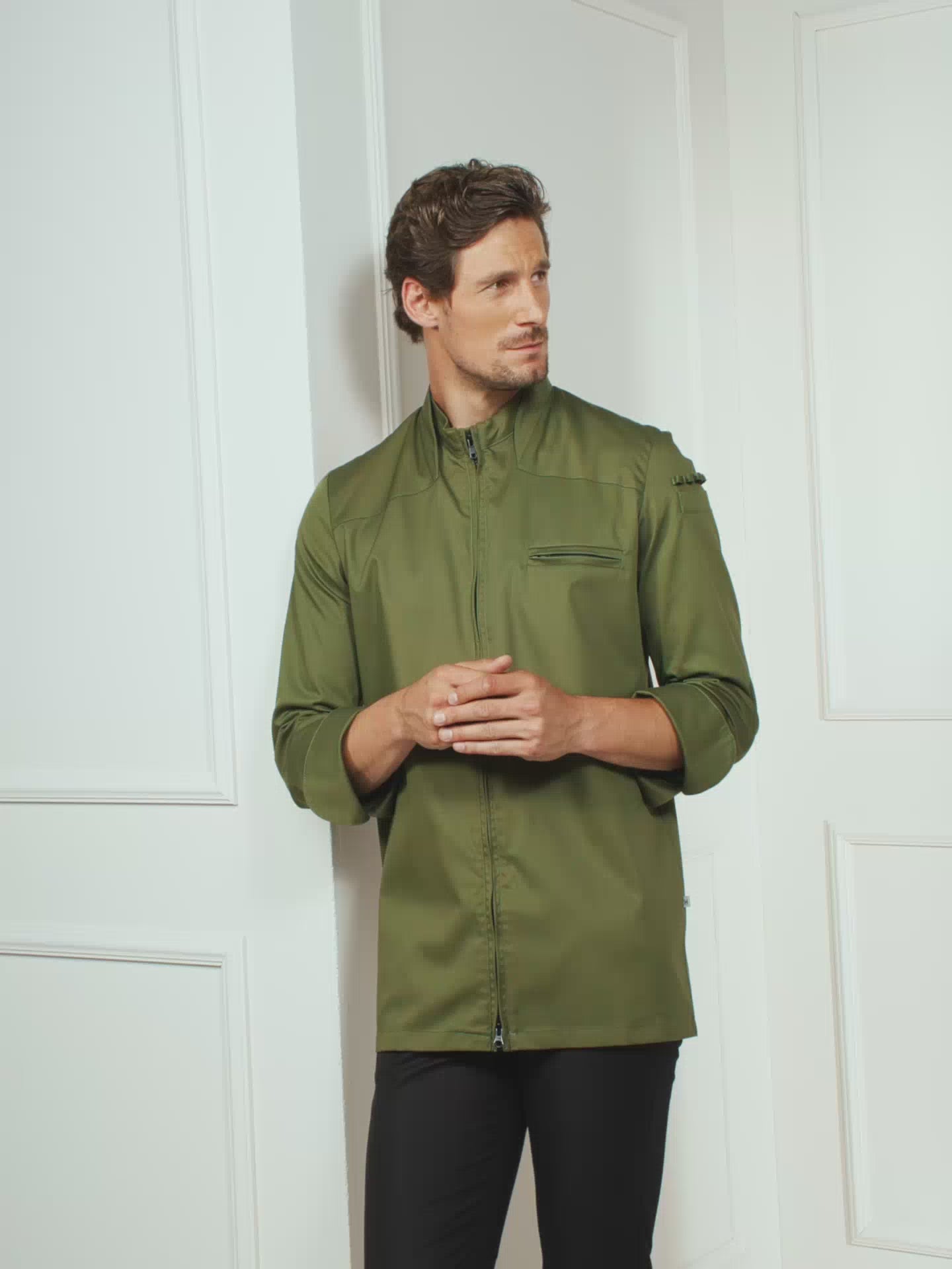 Chef Jacket Nero Olive Green by Le Nouveau Chef